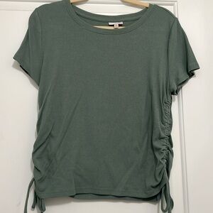 Green short sleeve top with side tie detail